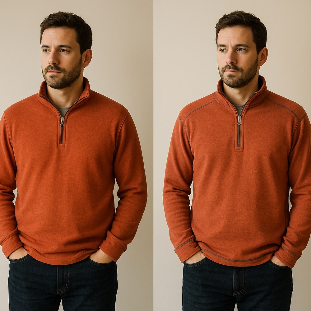 Tommy Bahama Reversible Half-Zip Pullover Sweatshirt Rust Orange Waffle Men’s L
